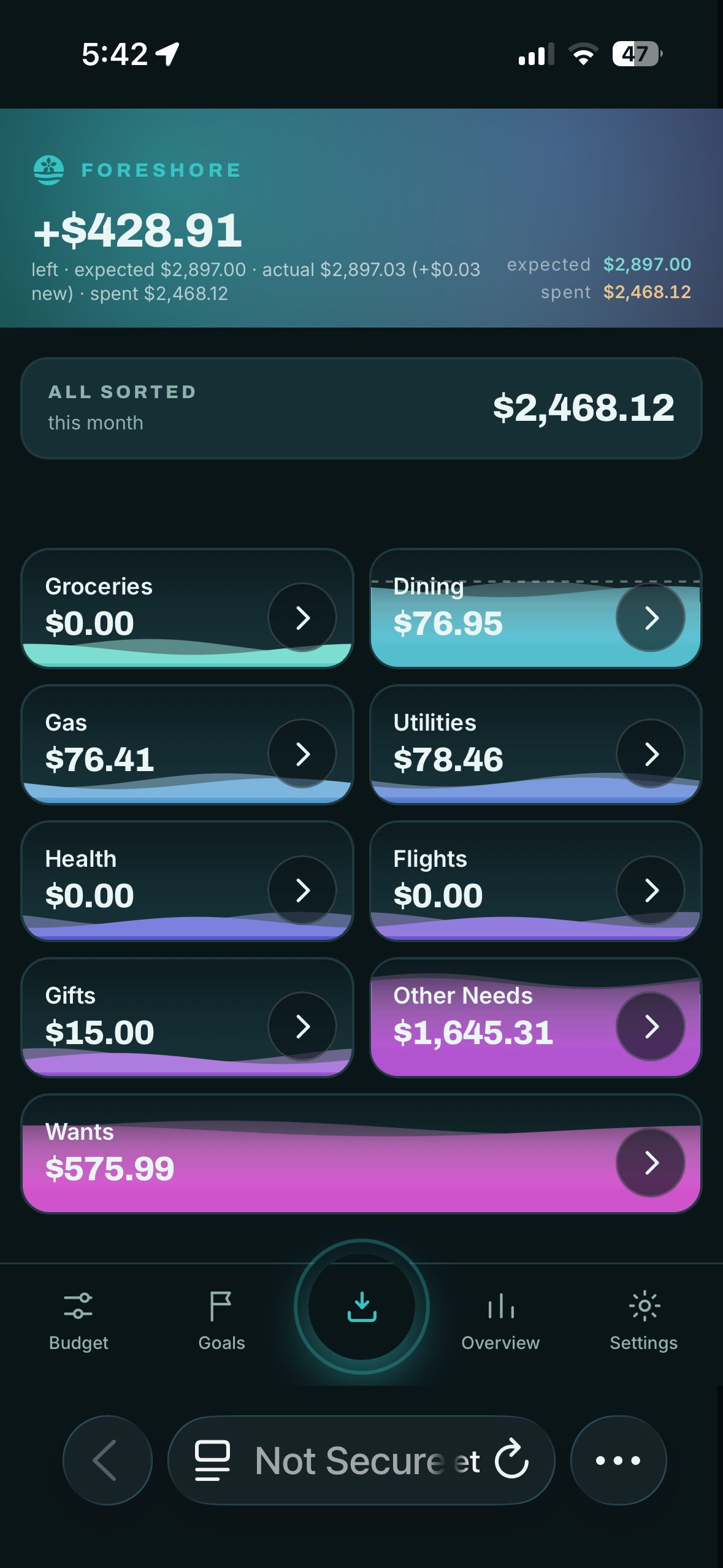 Foreshore self-hosted budgeting app