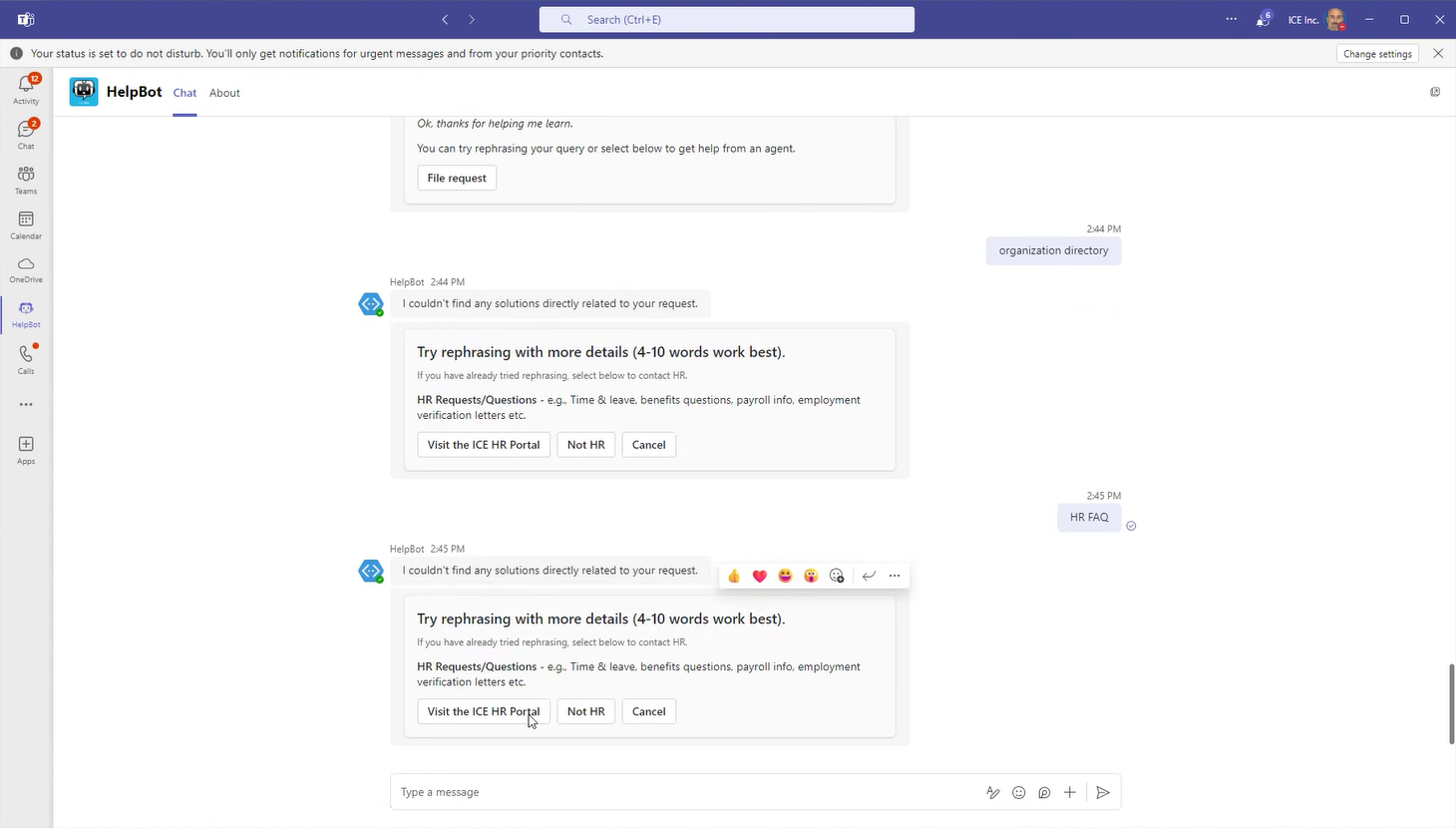 Original HelpBot interface