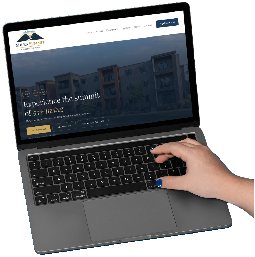 Computer mockup showing example website design